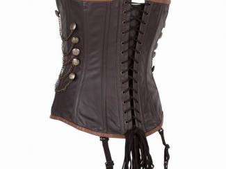 Ondergoed en Lingerie Leren steampunk korset model 25 maat small t/m 6xl