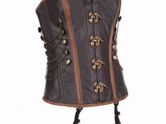 Leren steampunk korset model 25 maat small t/m 6xl