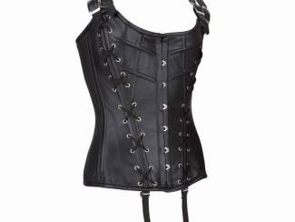Echt leren corset model 04 zwart in xs t/m 6xl