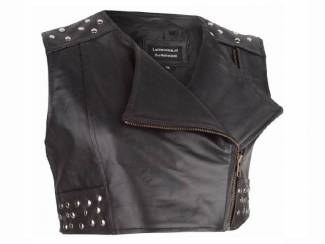 Tops Stoer leren topje met studs in small t/m 6xl