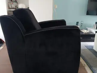Te koop: fauteuil zwart fluweel 85x85x85