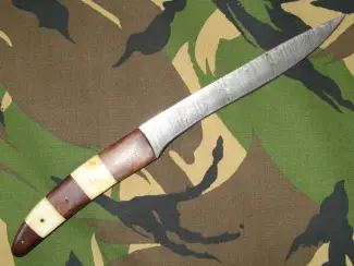 Militaria Amerikaans Fileermes van Damast met Lederen Foudraal