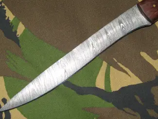 Militaria Amerikaans Fileermes van Damast met Lederen Foudraal