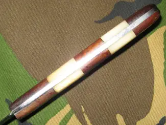 Militaria Amerikaans Fileermes van Damast met Lederen Foudraal