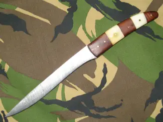 Militaria Amerikaans Fileermes van Damast met Lederen Foudraal
