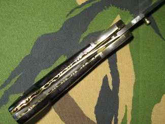 Militaria Zakmes Damast met Lederen Foudraal