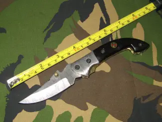 Militaria Zakmes Damast met Lederen Foudraal