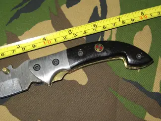 Militaria Zakmes Damast met Lederen Foudraal