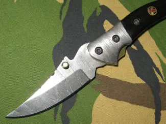 Militaria Zakmes Damast met Lederen Foudraal