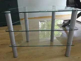 televisietafel 80x45 van glas en metaal